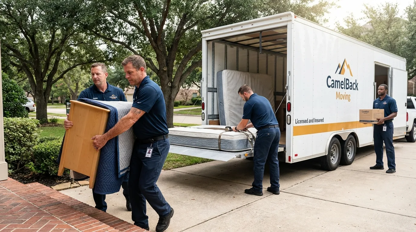 Crew loading residential truck for cross-state move from Dallastown, PA