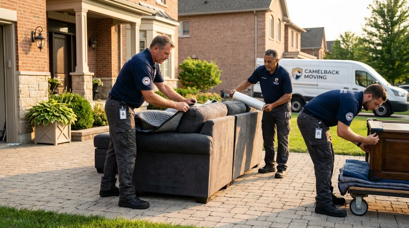 Large estate moving crew wrapping furniture in Dallastown, PA